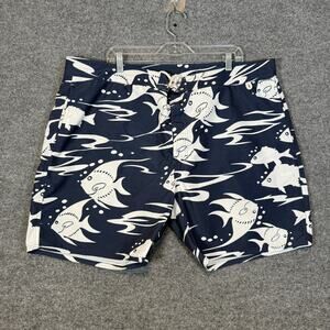 Polo Ralph Lauren Swim Trunks Mens 40 Blue Fish Print Board Shorts Limited Edt.